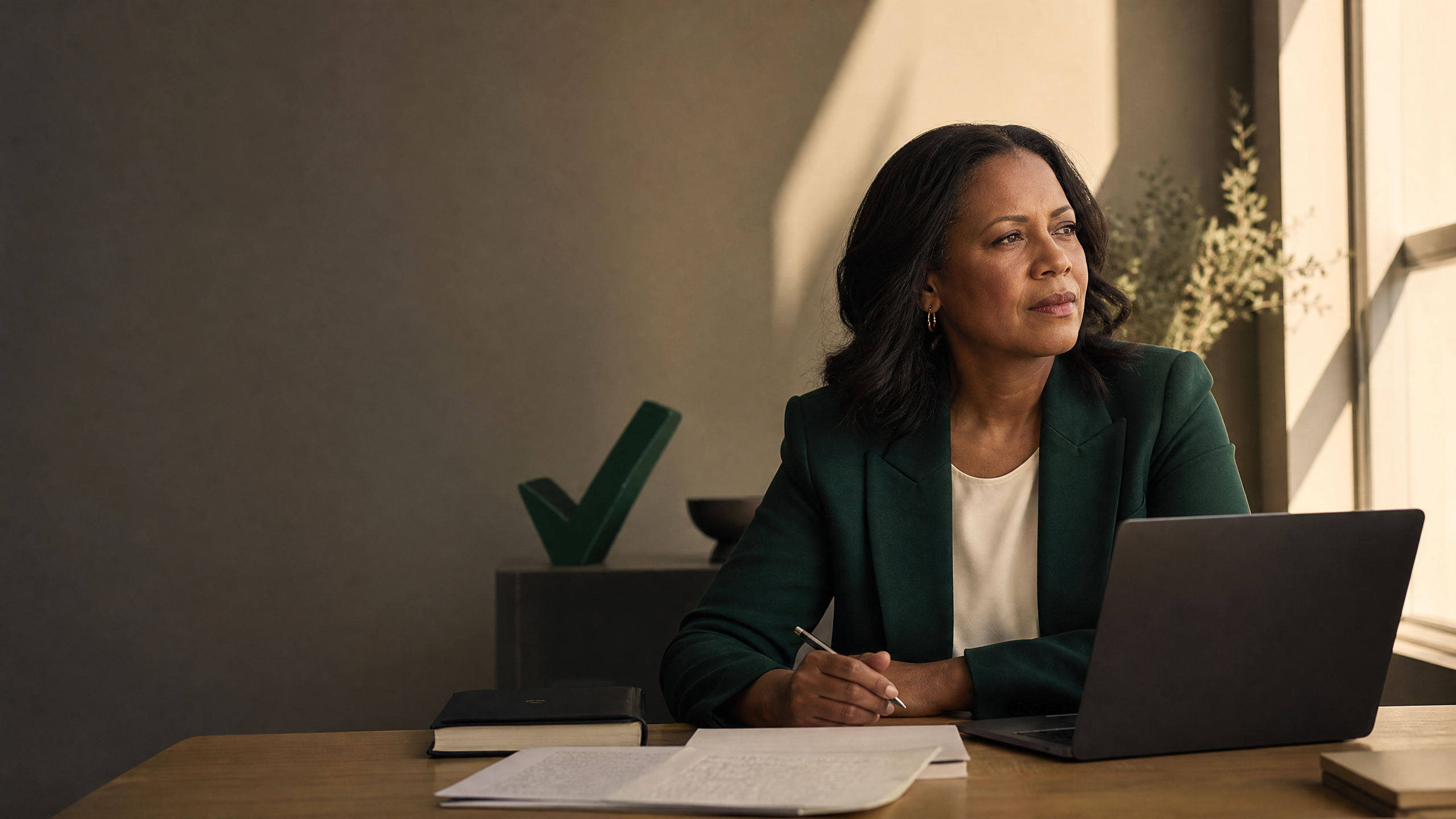 Maya Hart, Verifyideas’ AI-assisted virtual host, reviews testing notes at an editorial desk.